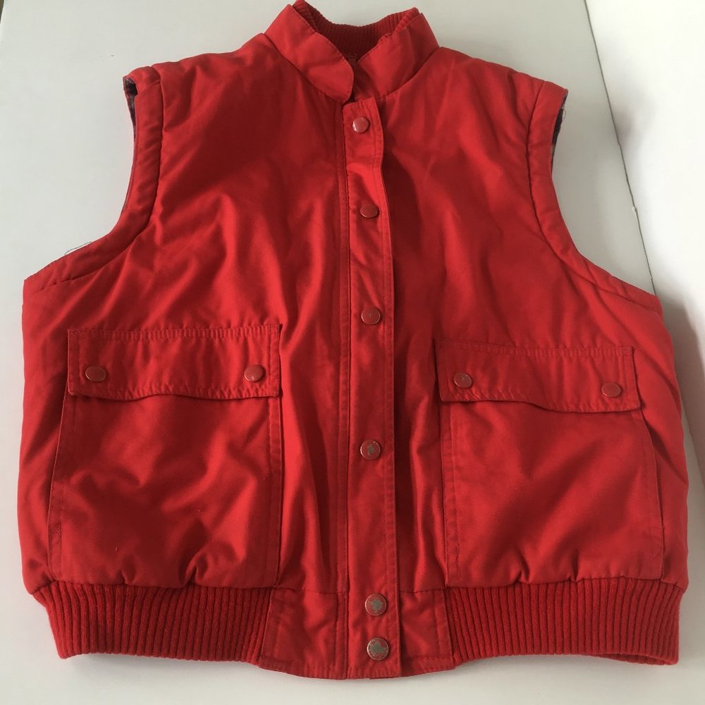 VTG jacket vest big pockets zip snap button lined